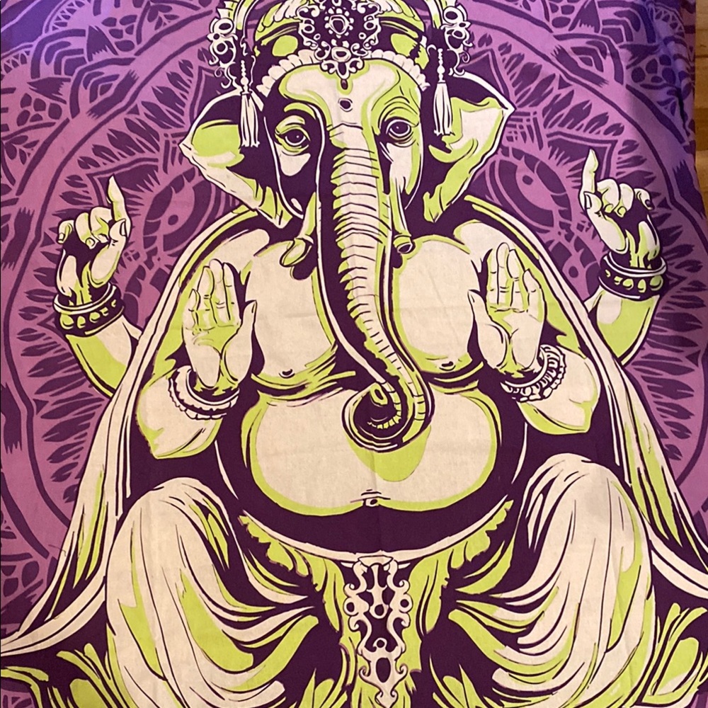 Purple and Green Elephant Wall Tapestry